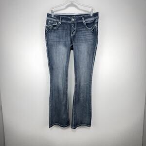 Apt. 9 Jeans Size 14 Mid-Rise Bootcut Dark-Wash Bling Embellished Chic